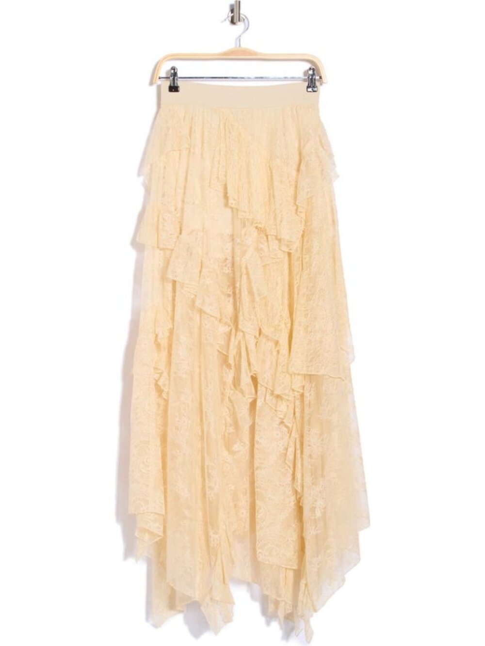 Alice + Olivia Karys Mixed Media beige Asymmetric Maxi Skirt size 2 - Picture 3 of 10